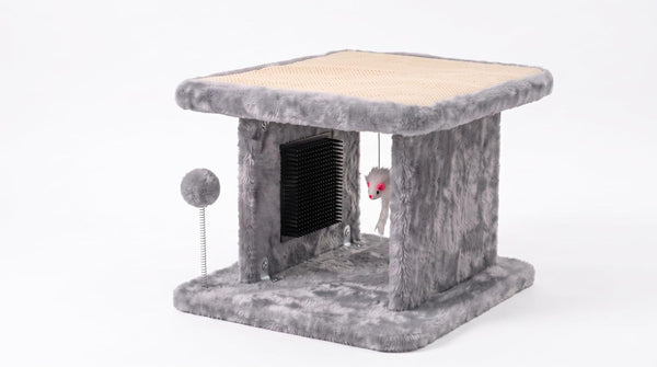 Large Cat Bed with Scratching Post and Combing Board, Sturdy and Durable, Ideal for Small Breeds | Large Plush Cat Tunnel with a Removable Sisal Scratch Pad, Grooming Brush, Hanging Toys, and Spacious Hideaway for Cats.1