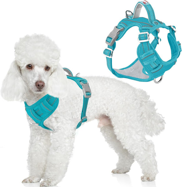 BARKBAY Dog Harness No Pull with ID Tag Pocket - Heavy Duty, Reflective, Easy Control for Large Dogs(Blue,L)62
