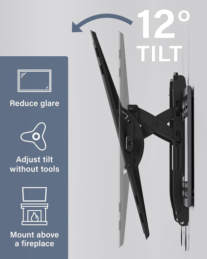 Tilting TV Wall Mount for 46" - 90” Tvs or 150Lbs - Premium Tilt Mount W/Universal Fit - Smooth 5.7" Extension Allows for Cable Management - Includes Hardware & Drill Template for Easy Install3