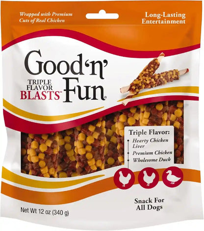 GOOD 'N' FUN Triple Flavor Blasts for All Dogs, 4 Ounces, Treat Your Dog to Long-Lasting Chews Made with Chicken Liver, Chicken & Duck10