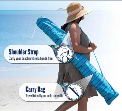 T0MMY BAHAMA 8 Ft Beach Umbrella with Wind Vent and Sand Anchor2