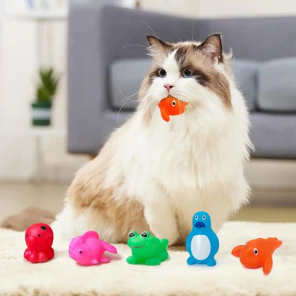 Cat Pool Toy, Water Toys for Cats, Best Cat Toys for Bored Indoor Cats, Hunting Toys for Indoor Catss, Portable Play Mat, Pet Swimming Pool for Self Play Enrichment (1Pcs Pool + 6Pcs Toy)2