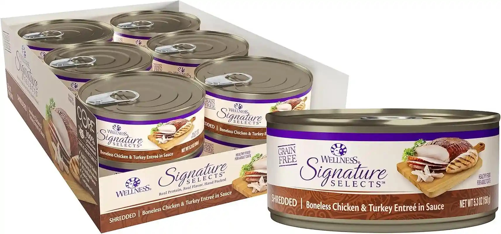 wellness-core-signature-selects-flaked-adult-canned-wet-cat-food-natural-protein-rich-grain-free-skipjack-tuna-and-wild-salmon-entree-recipe-2-8-oz-pack-of-12-cans