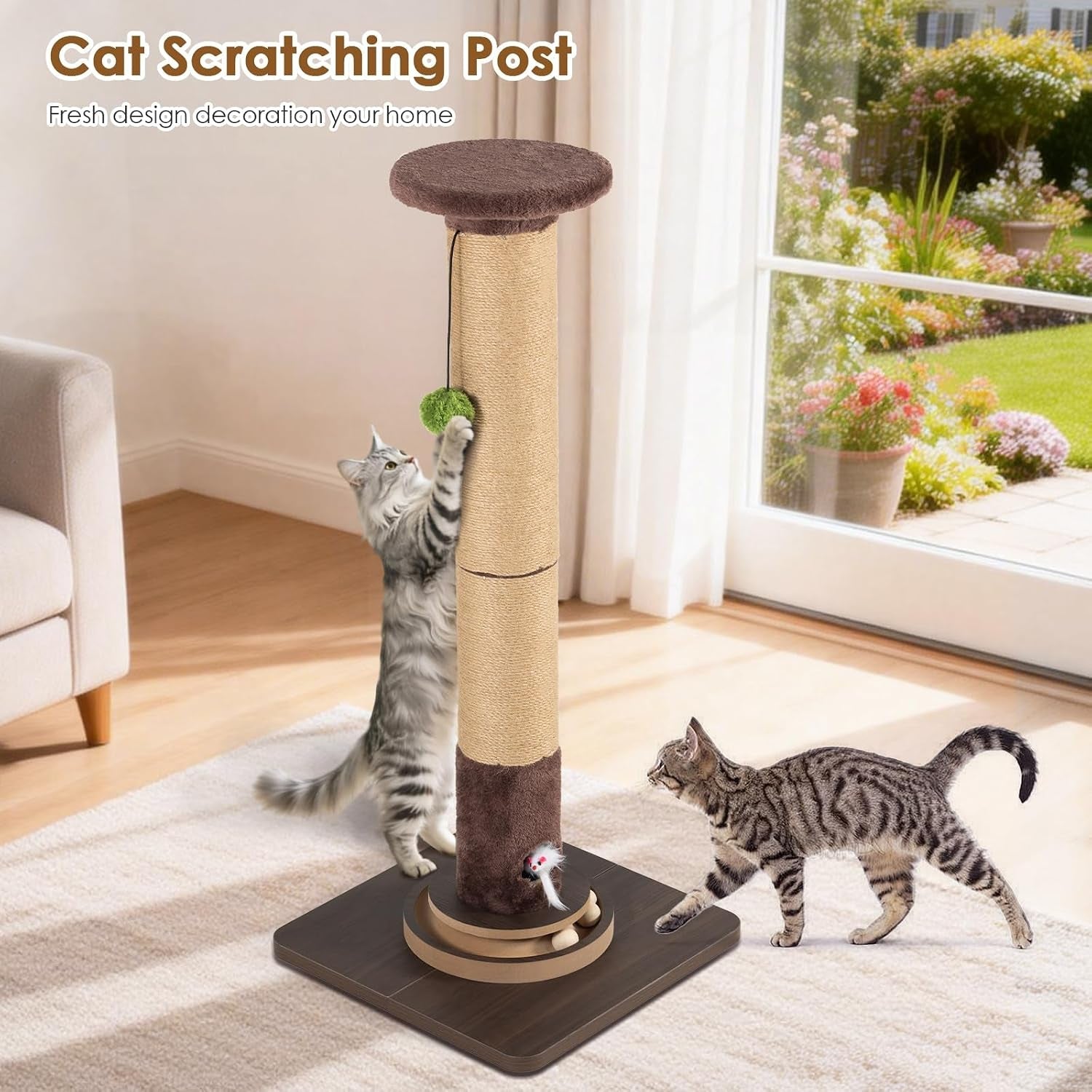 35-4-tall-sisal-cat-scratching-post-anti-tip-stable-base-interactive-mouse-hole-toys-furniture-grade-wood-cat-scratcher-tower-for-indoor-cats