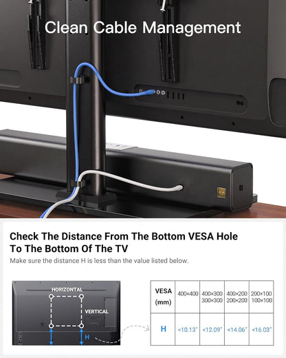 Universal TV Stand Legs for 32-70 Inch Tvs to 99Lbs with Mount | 8 Height Adjustable, Tempered Glass Base, Fixed, Max VESA 400X400Mm, Livingroom & Bedroom, PSTVS046