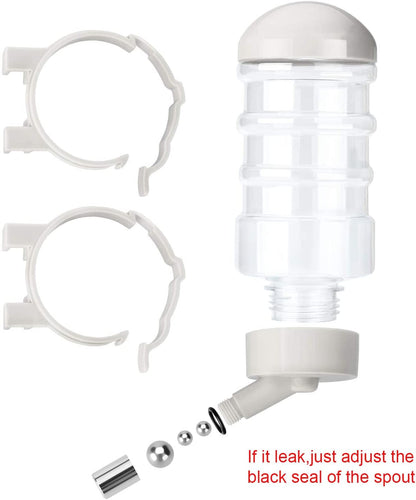 No Drip Dog Kennel Water Bottle Dispenser for Crate, 400Ml Dripless Pet Drinking Fountains Kettle with Automatically Feeding Water (White)2