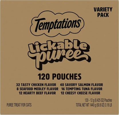 Temptations Creamy Puree Squeezable Lickable Cat Treats, Wet Cat Treats with Salmon, 0.42 Oz. Tubes, 24 Count - Packaging May Vary16