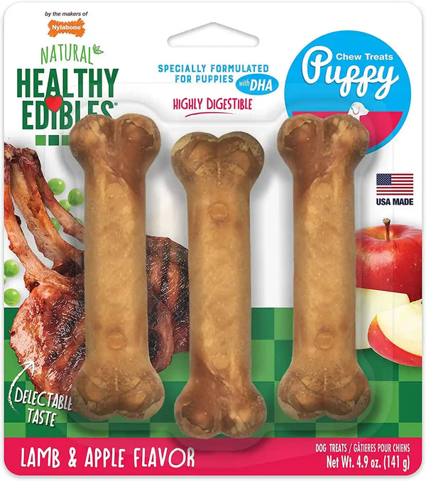 Nylabone Healthy Edibles Puppy Dog Treats, Lamb & Apple Flavor, 12 Count | Natural Puppy Treats, USA Made, Highly Digestible, Vet Recommended, Small Dog Treats for Puppies up to 25 Lbs16