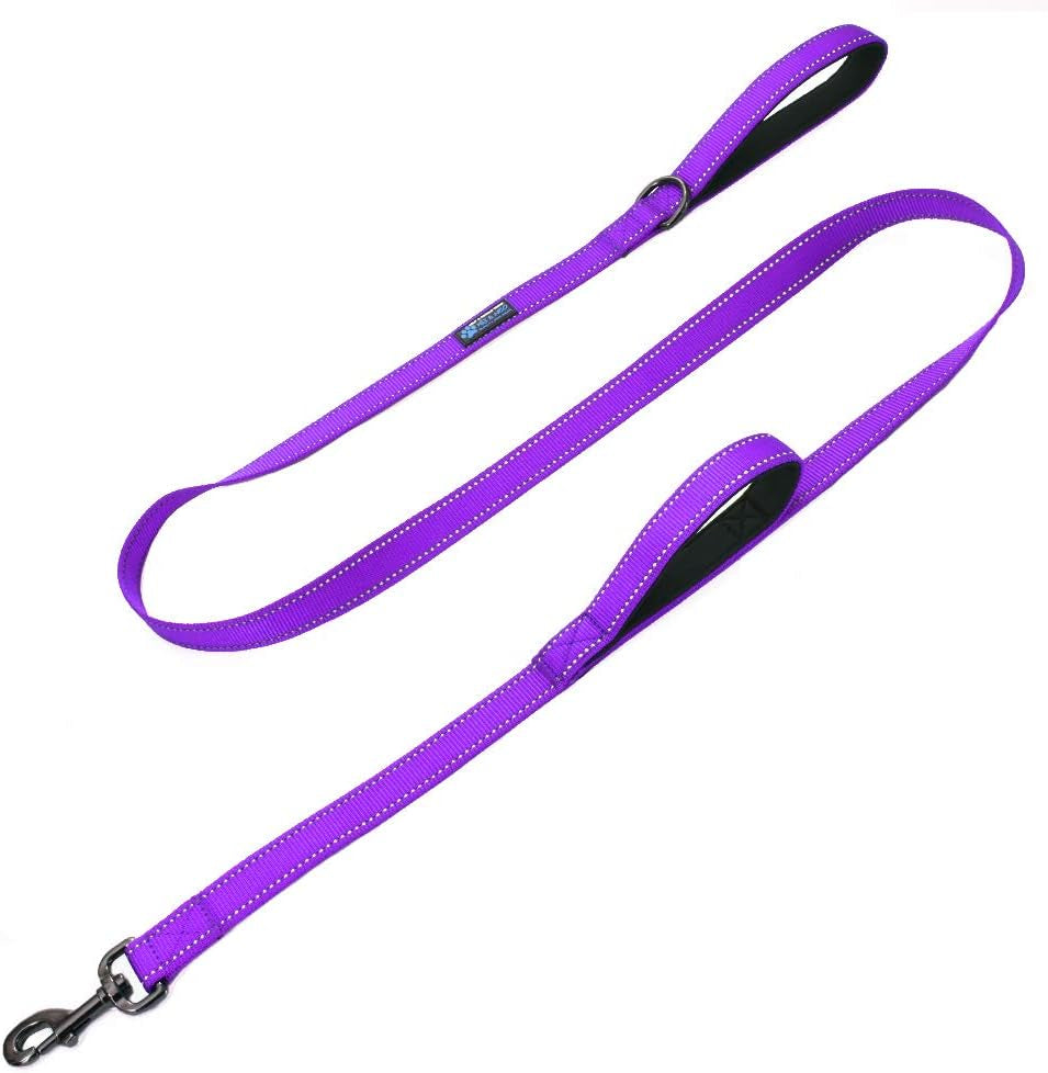 max-and-neo-double-handle-traffic-dog-leash-reflective-donates-to-dog-rescue-black-6-ft