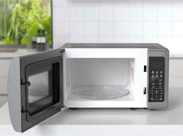 MW7601SL Countertop Microwave Oven with Sleek Mirrored Finish Glass Door, 700W, 10 Power Levels and 6 Pre-Programmed Settings with Child Safe Lock, 0.7. Cu. Ft., Silver5