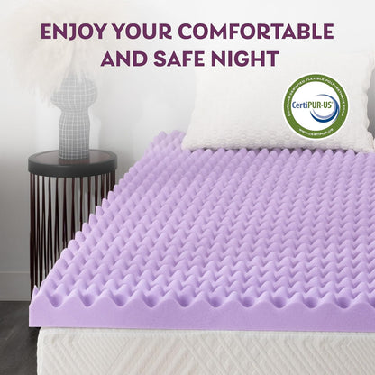 3 Inch Egg Crate Twin Memory Foam Mattress Topper, Cooling Gel Infused Foam Mattress Topper for Pressure Relief, Certipur-Us Certified Twin Bed Topper, Purple, 38"×75" | Lavender Scent Gel Infused Foam Mattress Topper for Pressure Relief, Certipur-Us Certified Twin Bed Topper, Purple, 38"×75"7