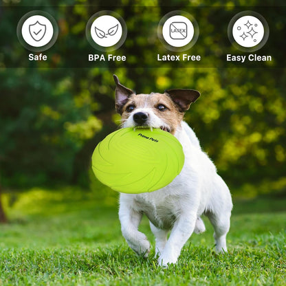 Prime Pets Dog Flying Disc, 2 Pack, 7 Inch, Durable Dog Toys, Nature Rubber Floating Flying Saucer for Water Pool Beach, Orange and Green2