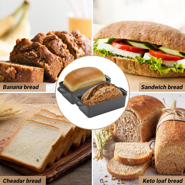 9×5 Inch Cast Iron Loaf Pan with Lid | Bread Baking Pan | Even Heat Distribution for Homemade Bread, Cake, and Meatloaf | 2 Piece Set8