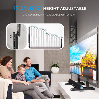 Table Top TV Stand with Height Adjustable TV Legs Replacement for Most 37-86 Inch Flat Curved Tvs,Steel TV Base Feet Holds up to 150 Lbs with Cable Management, Max VESA 800X600Mm Black2