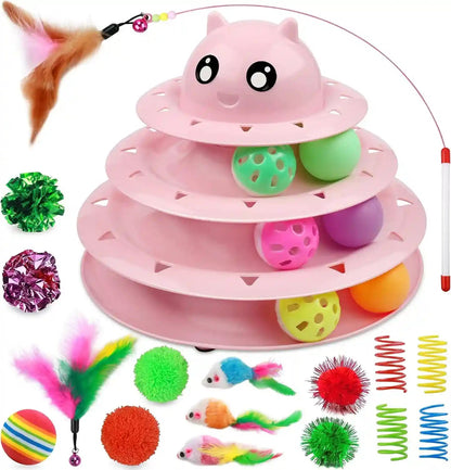 UPSKY Cat Toy Roller 3-Level Turntable Cat Toys Balls with Six Colorful Balls Interactive Kitten Fun Mental Physical Exercise Puzzle Kitten Toys9
