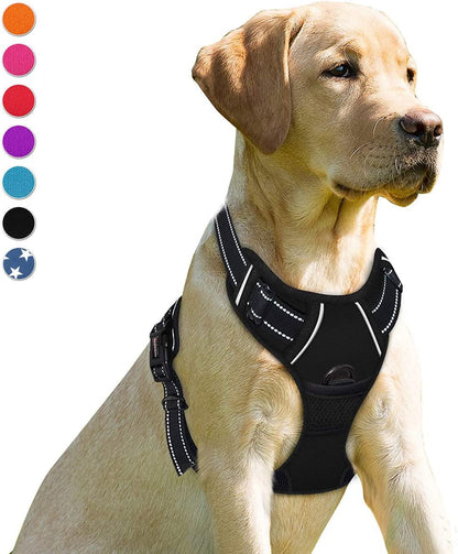 BARKBAY No Pull Dog Harness Front Clip Heavy Duty Reflective Easy Control Handle for Large Dog Walking(Black,L)1