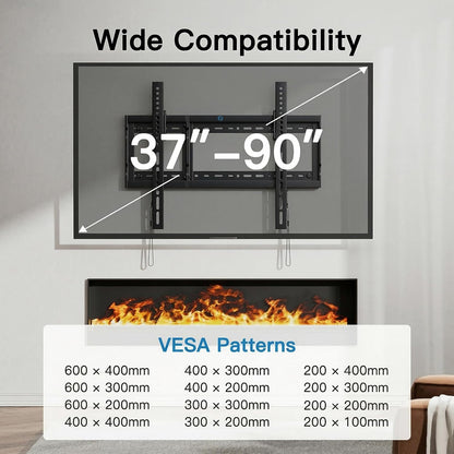 Tilt TV Wall Mount Bracket Low Profile for Most 37-90 Inch LED LCD OLED Plasma Flat Curved Tvs, Large Tilting Mount Fits 16"-24" Wood Studs Max VESA 600X400Mm Holds up to 132Lbs2