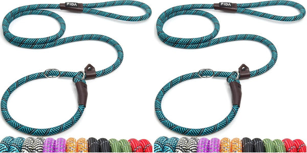 Fida Durable Slip Lead Dog Leash, 6 FT X 1/2" Heavy Duty Dog Loop Leashes, Comfortable Strong Rope Slip Leash for Large Medium Dogs, No Pull Pet Training Lead with Highly Reflective(1/2", Black)45