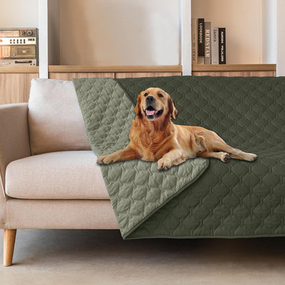 Gogobunny 100% Double Sided Waterproof Dog Blanket Soft Pet Bed Cover Reversible Protect Furniture Couch Sofa Car for Puppy Large Dog Cat (Dark Olive/Light Olive, 52X82 Inch (Pack of 1))1