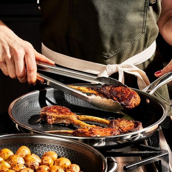 Hexclad Hybrid Nonstick 4-Piece Cookware Set, 14" Wok with Lid, 12" Griddle, and 10" Pan, Stay-Cool Handles, Dishwasher and Oven-Safe, Induction Ready, Compatible with All Cooktops4