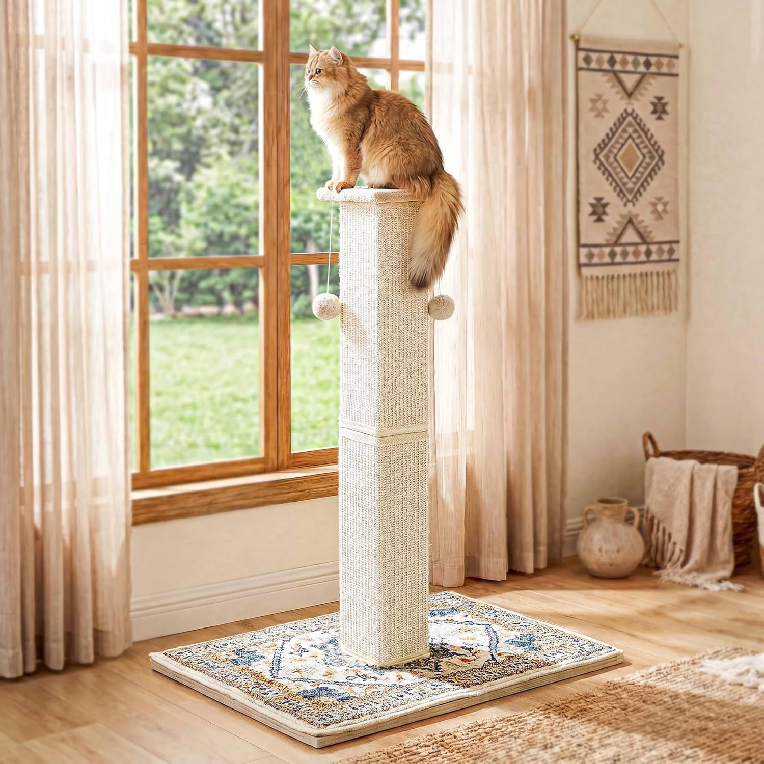tall-cat-scratching-post-for-indoor-cats-adults-33-large-cat-scratch-post-with-perch-cute-cat-scratching-post-with-boho-carpet-dangling-ball-toys-white