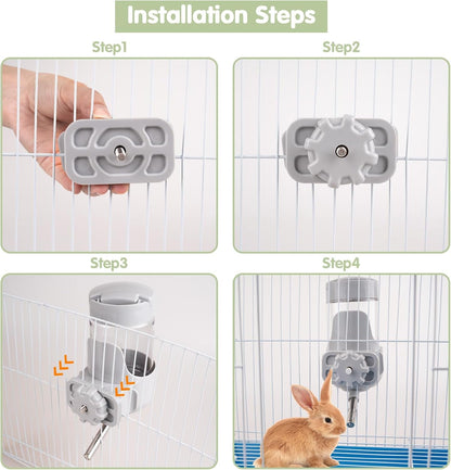 Depets Guinea Pig Water Bottle No Drip, 12 Oz Small Animal Water Dispenser | Top Refill Cage Water Bottle with Screw Fastener, ABS Material, for Rabbit Hamster Rat Ferret Kitten, Gray6