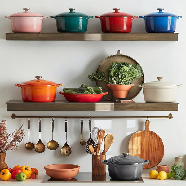 Enameled Cast Iron Dutch Oven - 5.5QT Pot with Wide Handles Lid Cookbook & Cotton Potholders - Heavy-Duty Pre-Seasoned Cookware Oven Safe to 500°F for Braising, Stews, Roasting, Sourdough Baking7