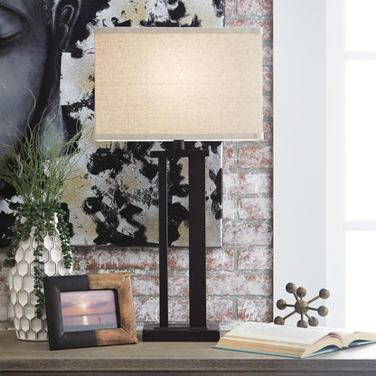 Signature Design by Ashley Aniela Table Lamp Set of 2, 29-Inch, Bronze | Solid Metal Base with a Rectangular Fabric Shade, Versatile 3 Way Lamps for Living Room Spaces and Narrow End Tables2