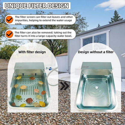 Automatic Dog Water Dispenser 3-Gallon Stainless Steel Outdoor Drinking Bowl for Large Dogs,Self-Filling Water Bowl with a Filter Design to Filter Large Debris(11L-B)4