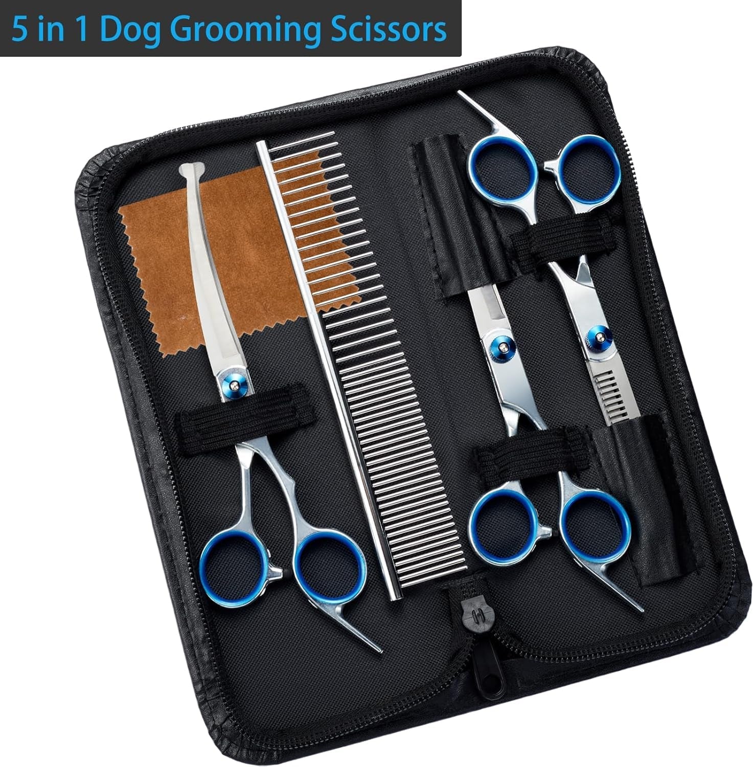 5-in-1-premium-dog-grooming-scissors-professional-dog-scissors-for-grooming-with-safety-round-tips-lengnoyp-stainless-steel-thinning-shears-pet-cat-shears-for-grooming-kit