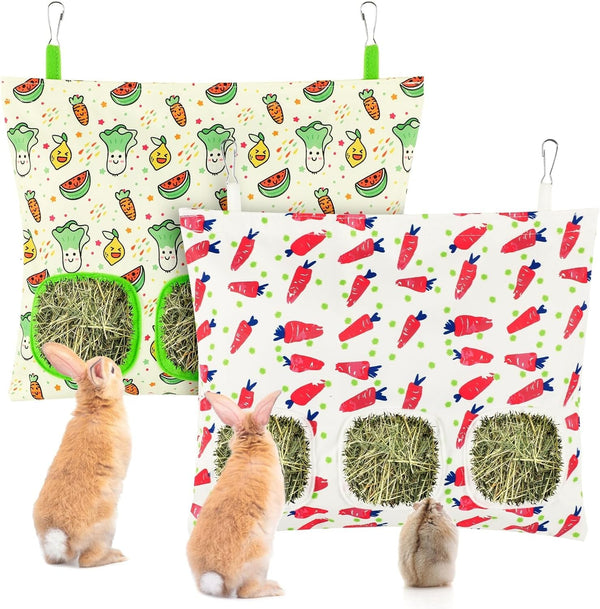 UPINS 2Pack Guinea Pig Hay Feeder Bag,Bunny Rabbit Cage Bag Hanging Holder | Guinea Pig Cage Feeder,For Bunny Rabbits,Chinchillas,Hamsters,Small Pets,And Animals11