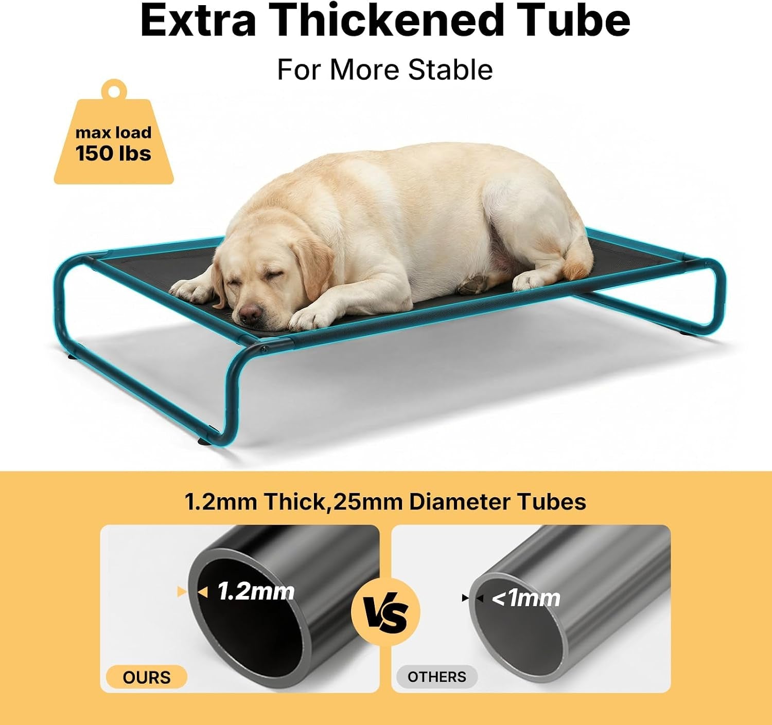 veehoo-cooling-elevated-dog-bed-outdoor-dog-bed-for-large-dogs-raised-dog-cot-with-thickened-frame-durable-teslin-mesh-anti-slip-rubber-feet-pet-hammock-for-indoor-or-camping-41-x-26-black
