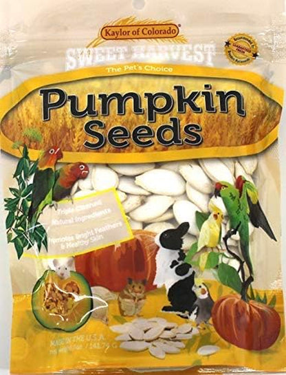Pumpkin Seeds, 5 Oz Bag - Real Pumpkin Seeds for Birds and Small Animals - Rabbits, Hamsters, Mice, Gerbils, Rats, Cockatiels, Parrots, Macaws, Conures1