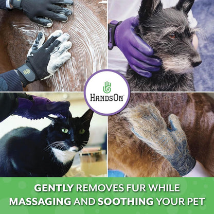 H Handson Pet Grooming Gloves - Patented #1 Ranked, Award Winning Shedding, Bathing, & Hair Remover Gloves - Gentle Brush for Cats, Dogs, and Horses (Black, Medium)2