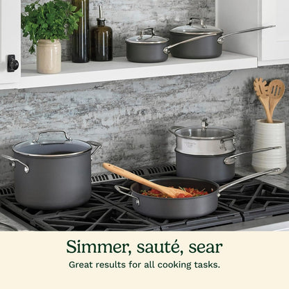 17-Piece Pots and Pans Set, Non Stick Hard Anodized Cookware Set, Compatible with Electric, Gas Cooktops, Dishwasher Safe, Oven Safe Pot Set, Cool Grip Handles, Aluminum Core for Even Heat3