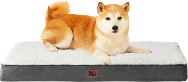 EHEYCIGA Orthopedic Dog Bed Large with Removable Washable Cover,Grey,41X27 | Egg Crate Foam Support,Durable Oxford Fabric,Non-Slip Bottom,Machine Washable,Soft Waterproof Plush Pet Bed Mat for Crate99
