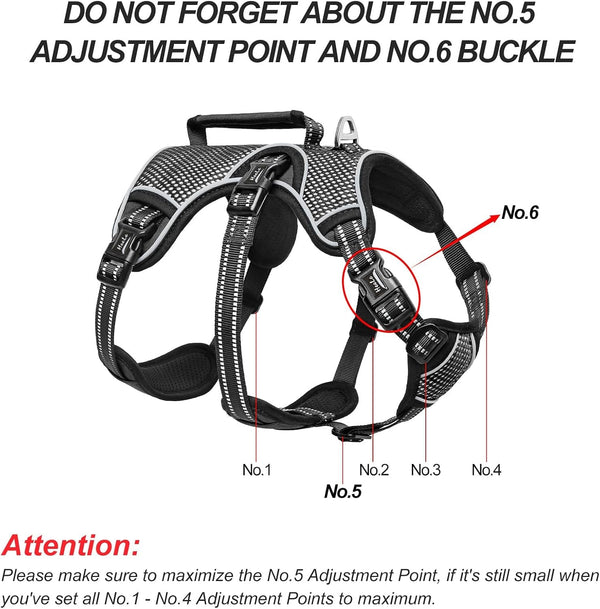HEELE Dog Harness, Escape Proof Dog Harness, Release on Neck, No Pull Reflective Adjustable Vest with Durable Handle, Dog Harness for Outdoor Training Walking, Dog Harness for Large/Active Dogs, L7