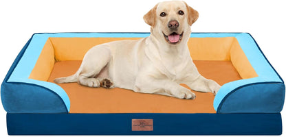 Comfort Expression Orthopedic Dog Bed for Extra Large Dogs with Bolster | Waterproof Dog Couch Bed with Washable Cover & Non-Slip Bottom, Supportive Egg Crate Foam XL Pet Bed, 42X30 Inch10