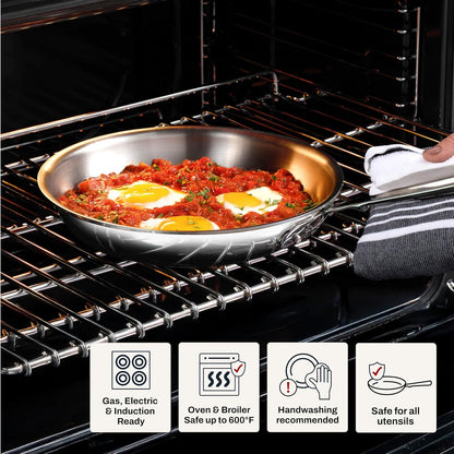 All-Clad D3® Stainless Steel 10 Inch Frying Pan Covered- Made in the USA- the Original Bonded Professional Cookware- Oven Safe & Induction Compatible7