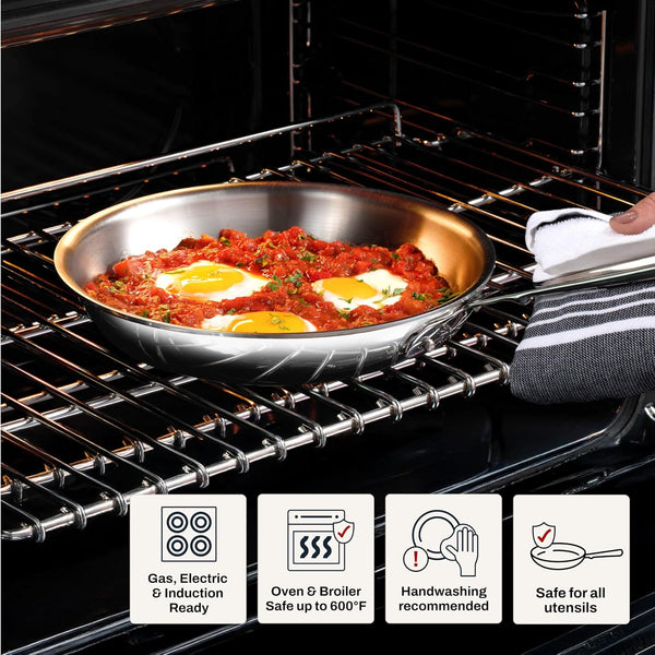 All-Clad D3® Stainless Steel 10 Inch Frying Pan Covered- Made in the USA- the Original Bonded Professional Cookware- Oven Safe & Induction Compatible7
