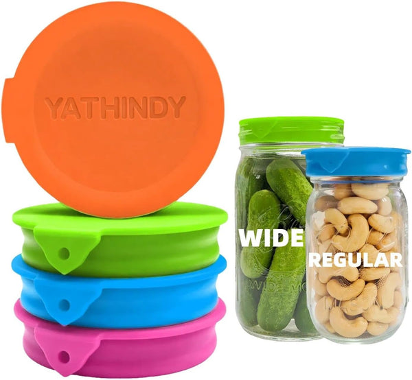 ORIGINAL CREATOR-4 Pack Silicone Mason Jar Lids for Ball, Kerr and More,Fit Regular Mouth & Wide Mouth Storage Caps for Mason/Canning Jars,Leak-Proof,Dishwasher Safe(Single-Color)1
