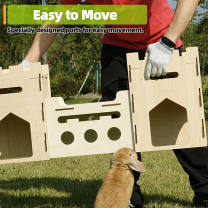 HIIMALEX Extra Large Wooden Bunny Castle House Multistory Climbing Tower Hideout Ventilated Sturdy Habitat for Rabbit Guinea Pig Chinchilla Ferret5