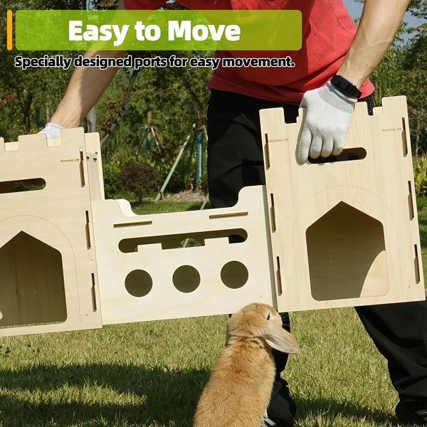 HIIMALEX Extra Large Wooden Bunny Castle House Multistory Climbing Tower Hideout Ventilated Sturdy Habitat for Rabbit Guinea Pig Chinchilla Ferret5