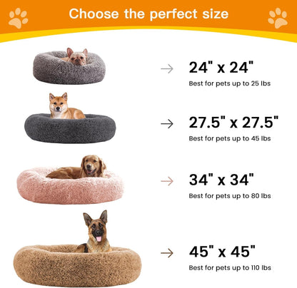 Calming Dog Beds for Large Dogs, Faux Fur Donut Cuddler Dog Bed, round Fluffy Pillow, Washable Pet Bed for Dogs up to 80Lbs, 36Inch4