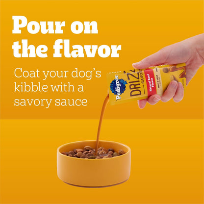 Pedigree Drizzlers Savory Sauce Wet Dog Pouch, Multipack, 16 Count, 2-Pack | Chicken & Beef Flavors, 4 Calories per Serving, 8 Ingredients, Dual-Serving Split Pouch, Maintains Kibble Crunch3
