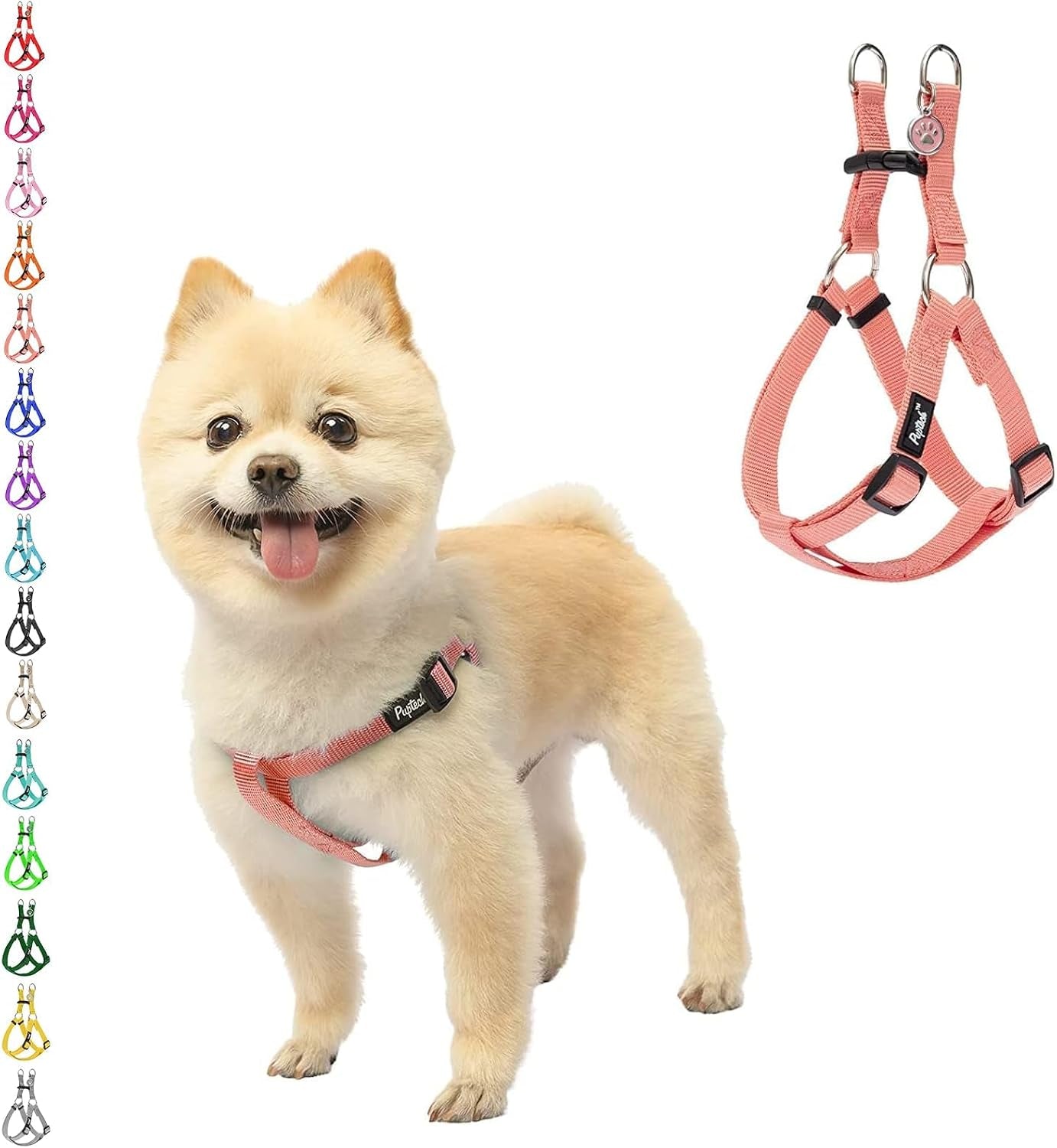 pupteck-no-pull-dog-harness-soft-adjustable-basic-nylon-step-in-puppy-vest-outdoor-walking-with-id-tag