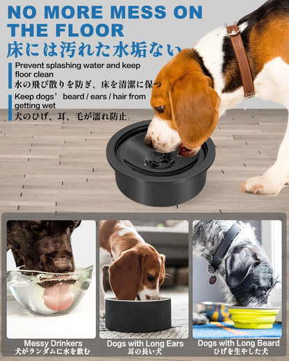 No Spill Water Bowl for Dogs, 30Oz Slow Drinking Dog Slobber Stopper, Non Spilling Messy Splash or Drip3