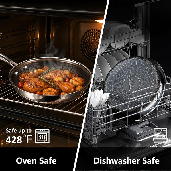 8" Hybrid Nonstick Frying Pan, Stainless Steel, Induction Safe | Pfas/Pfoa/Ptfe-Free Ceramic Pan, Dishwasher & Oven Safe, Stay-Cool Handle,Compatible with All Cooktops7