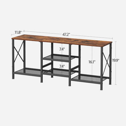 TV Stand for 55 Inch TV, Entertainment Center with 3-Tier Open Shelves, TV Console Table for Living Room, Bedroom, Rustic Brown3