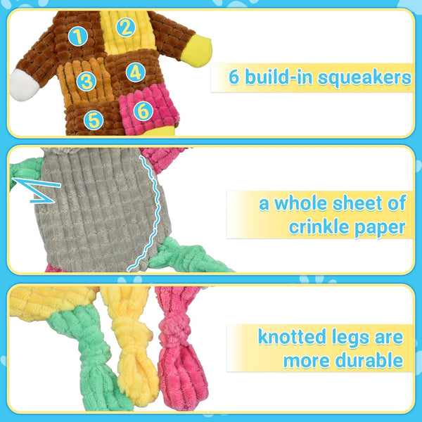 LECHONG 5Pcs Squeaky Dog Toys, Large Crinkle Dog Toys for Large Medium and Small Dogs, Puppy Toys to Keep Them Busy Great Value Dog Toy Bundle5